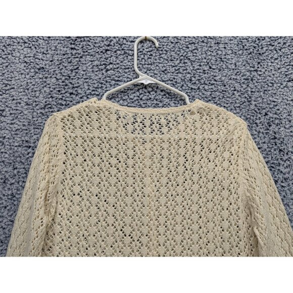 VTG Old Navy Crochet Cardigan Size L Boho Fisherman 90s Y2K Fairy Preppy Cream - Picture 5 of 12